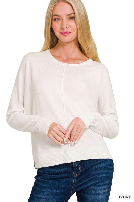 seams fair round neck sweater