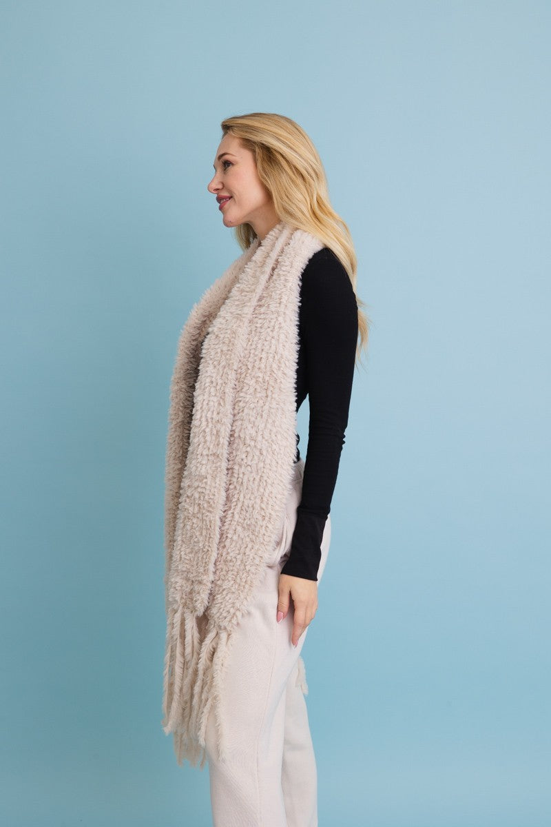 ultra soft boucle fringe blanket scarf