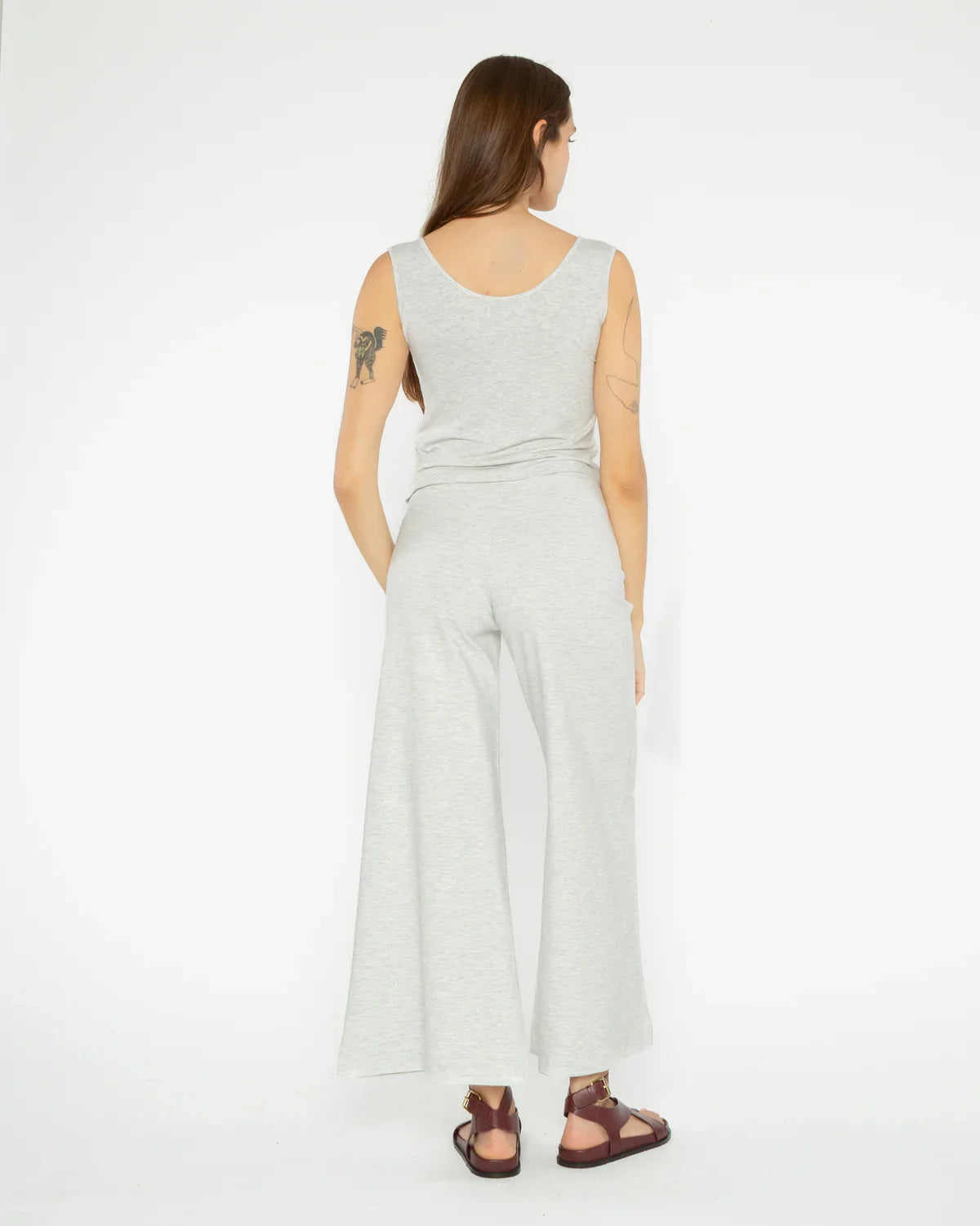Ponte Knit Wide Leg Pant - Cropped