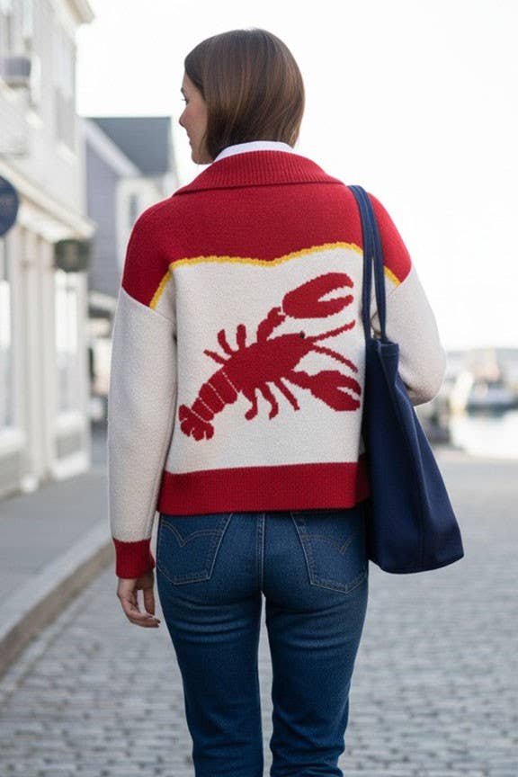 lobster color block shawl cardigan