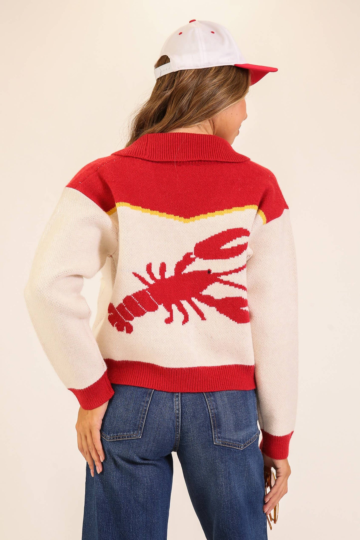 lobster color block shawl cardigan