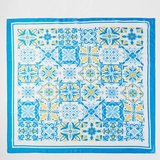 Mosaic Tiles Print Square Bandana Scarf