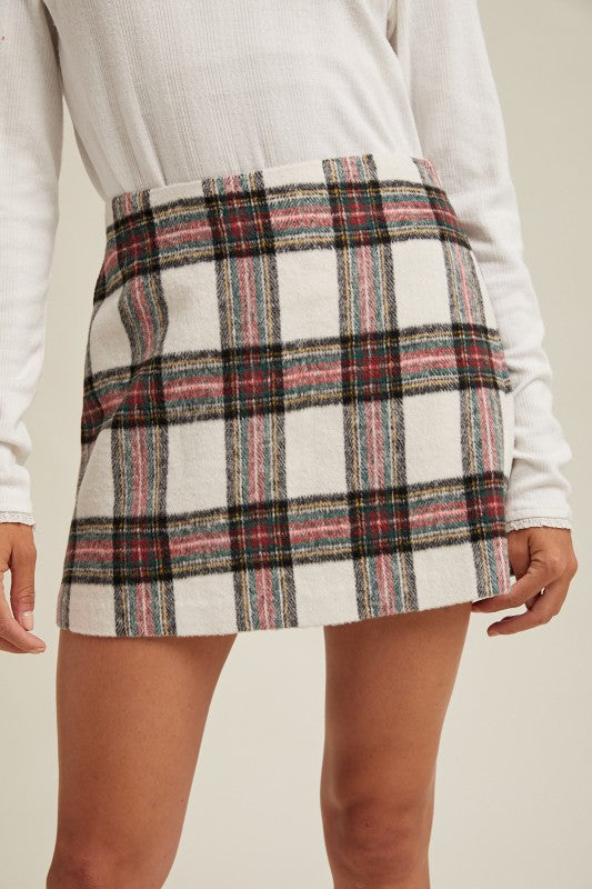 Brushed Plaid Mini Skirt