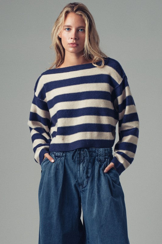Striped Relaxed Fit Knit Sweater