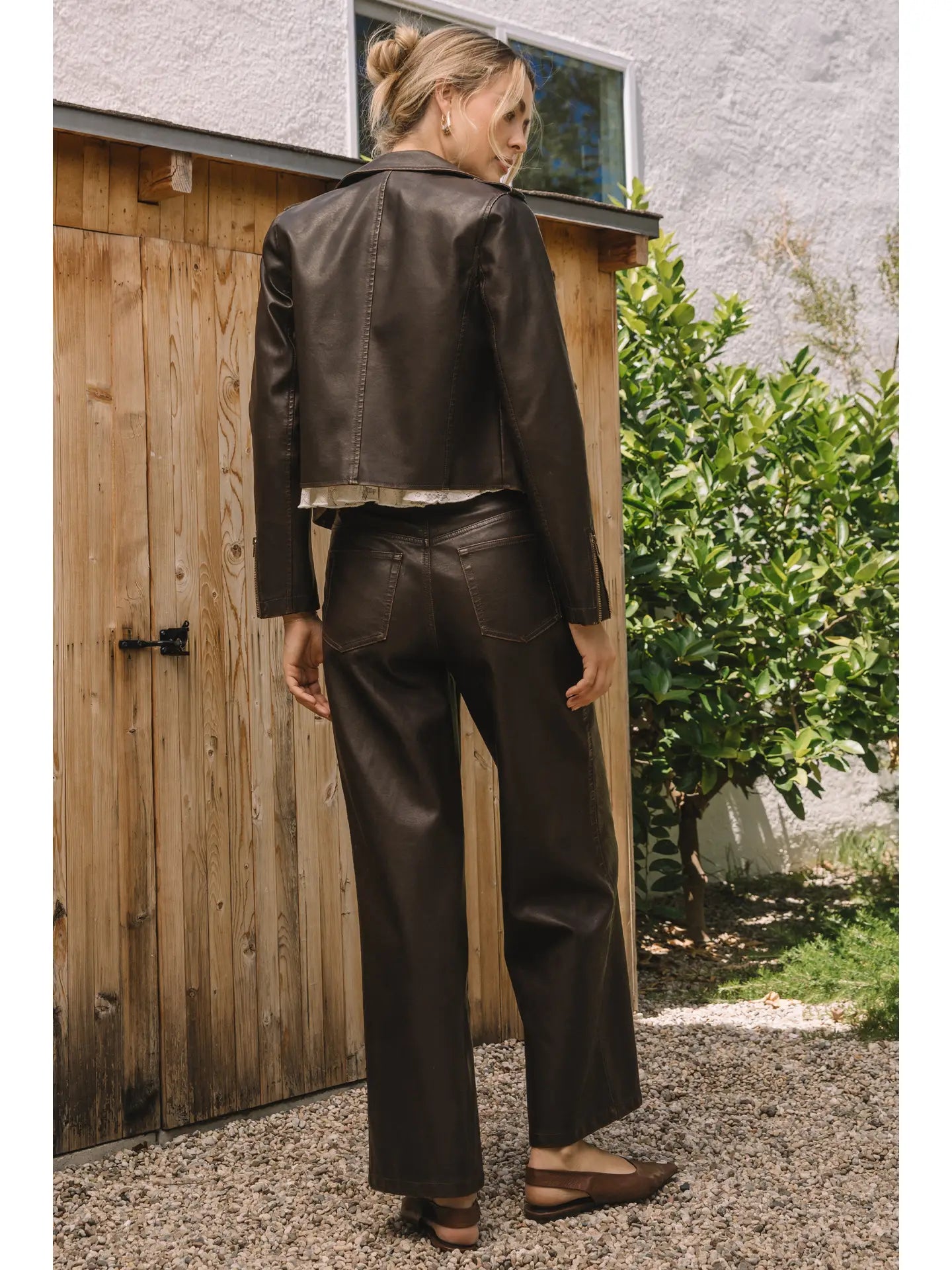 Distressed Faux Leather Pants