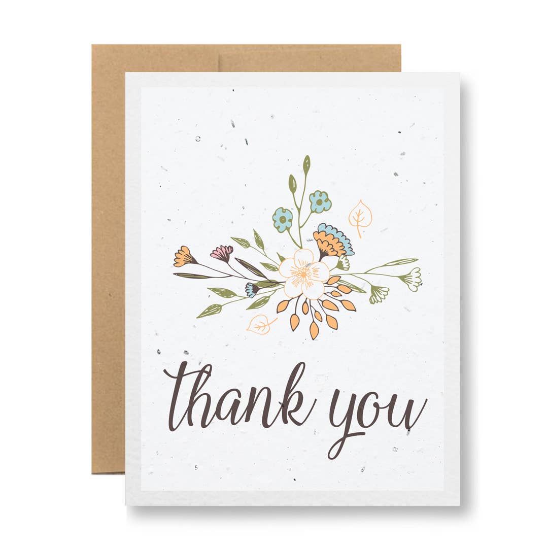 Plantable Greeting Card - Thank you {flower sketch}