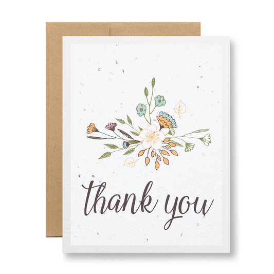Plantable Greeting Card - Thank you {flower sketch}