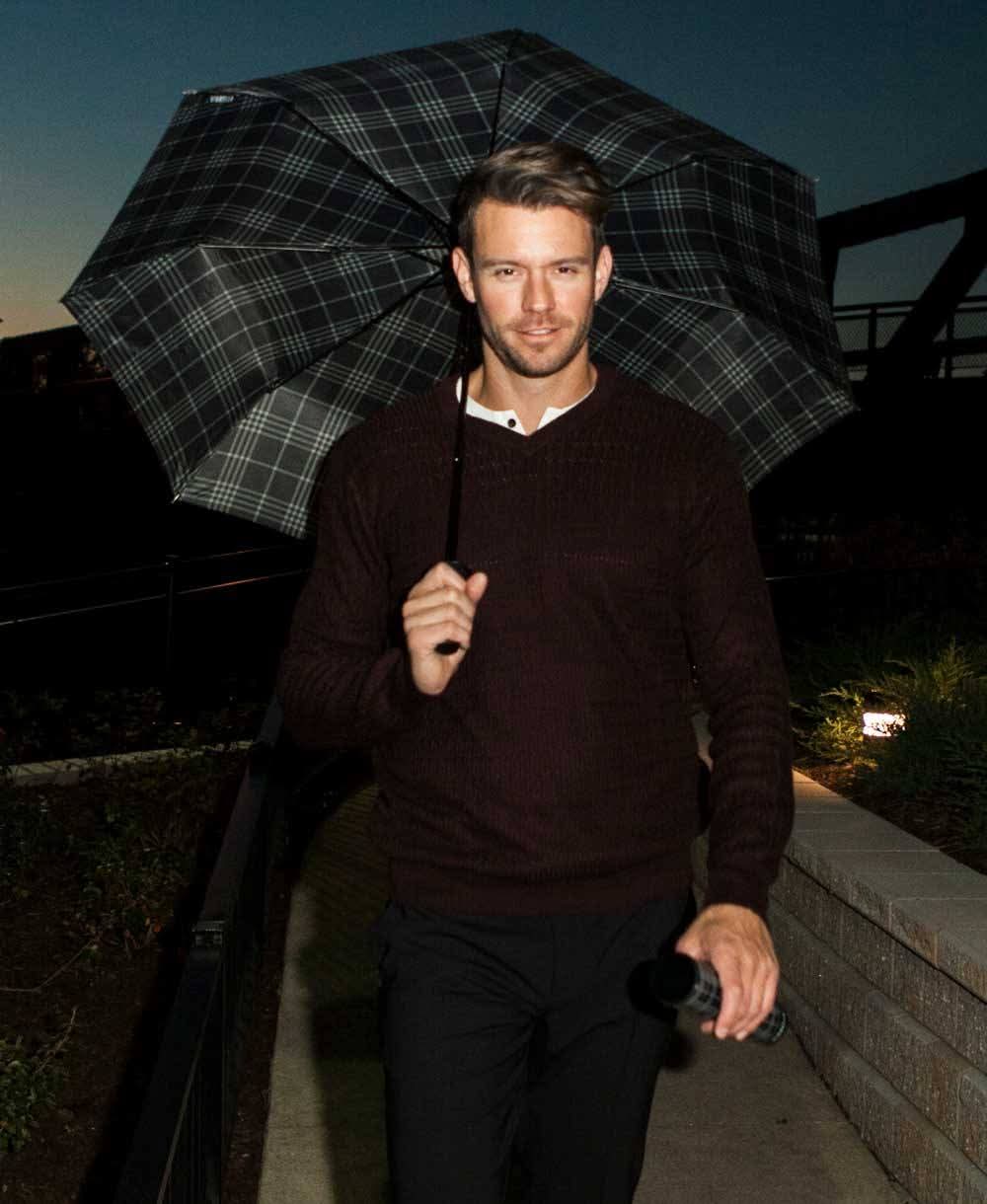 Black Plaid Bottle Umbrella