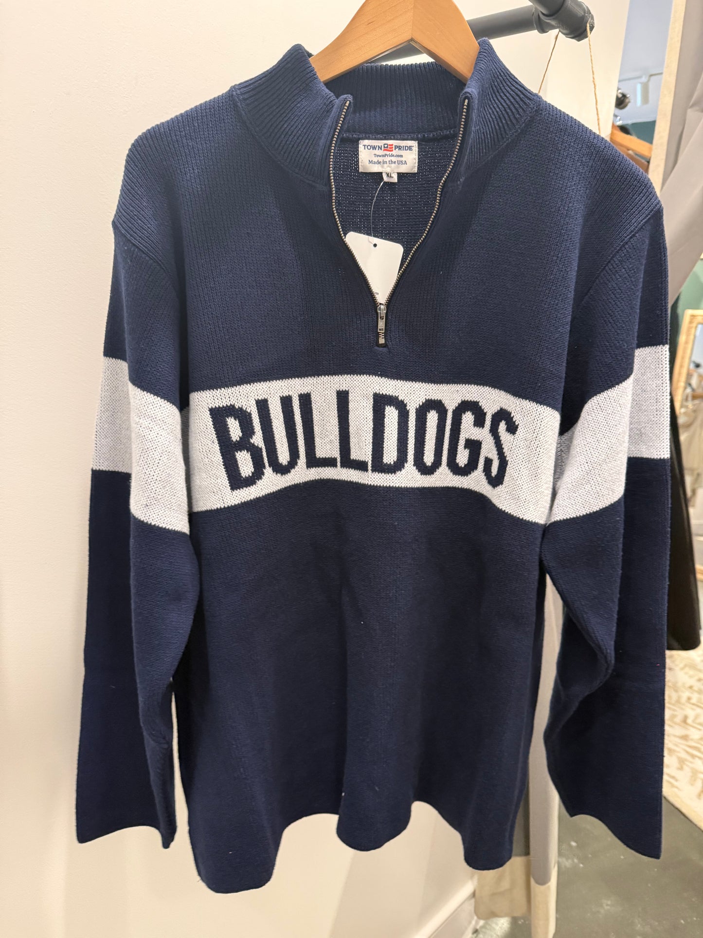 quarter zip sweater-bulldogs