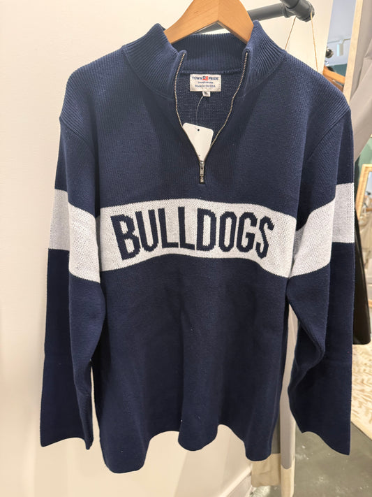 quarter zip sweater-bulldogs