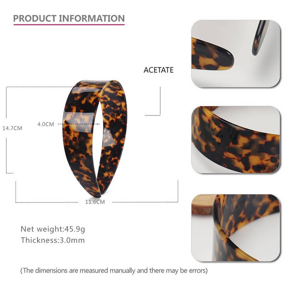 ACETATE 4CM WIDE TOOTH ANTI-SLIP HEADBAND