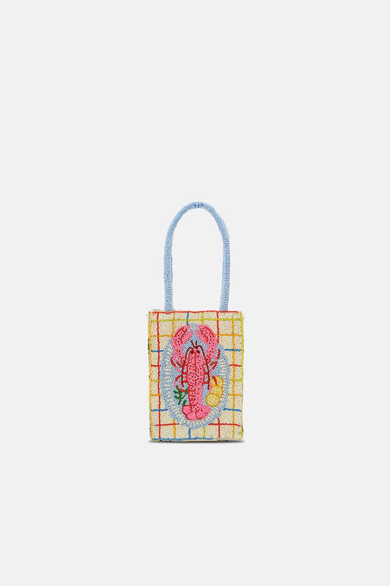 New England Lobster Beaded North South Tote