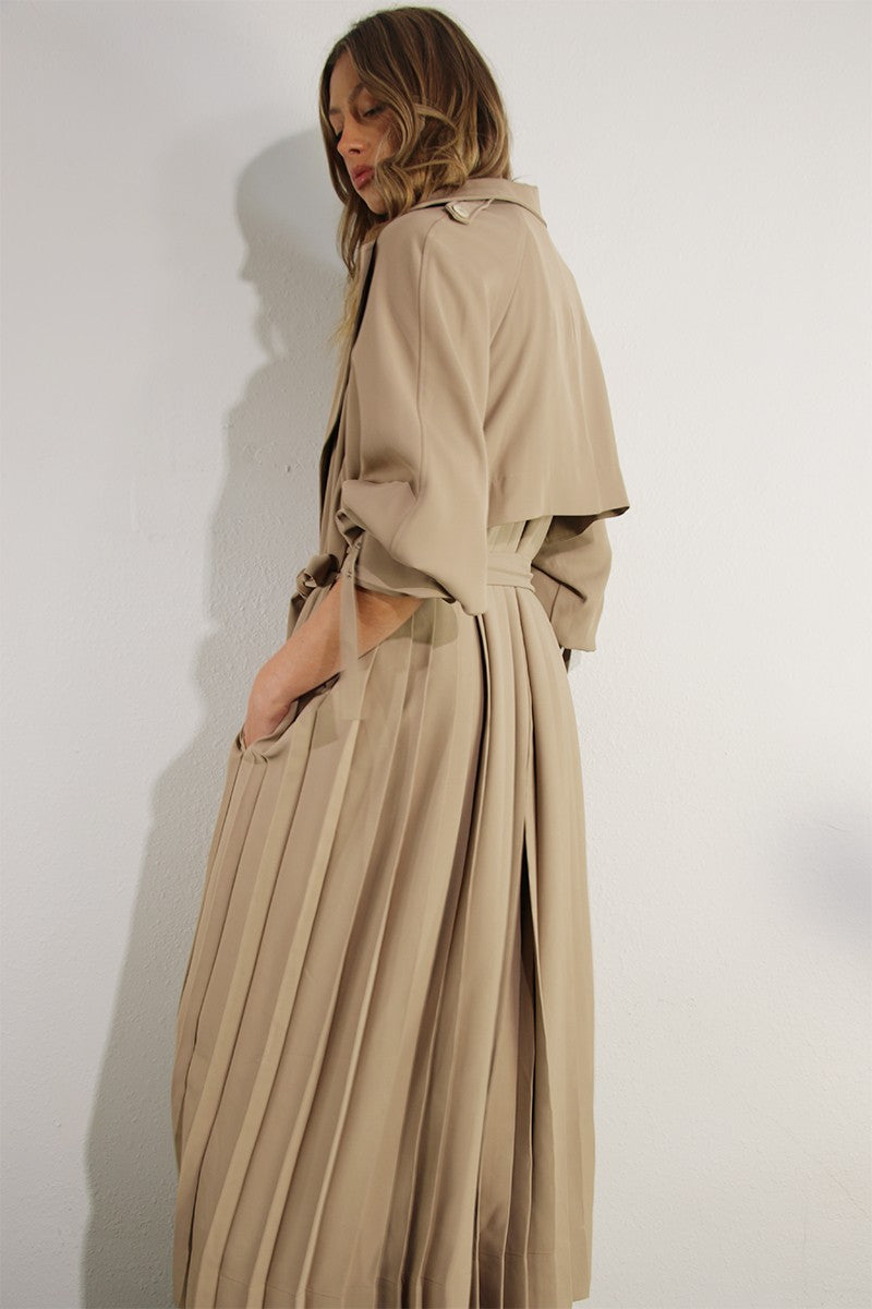 Karin back pleated trench coat