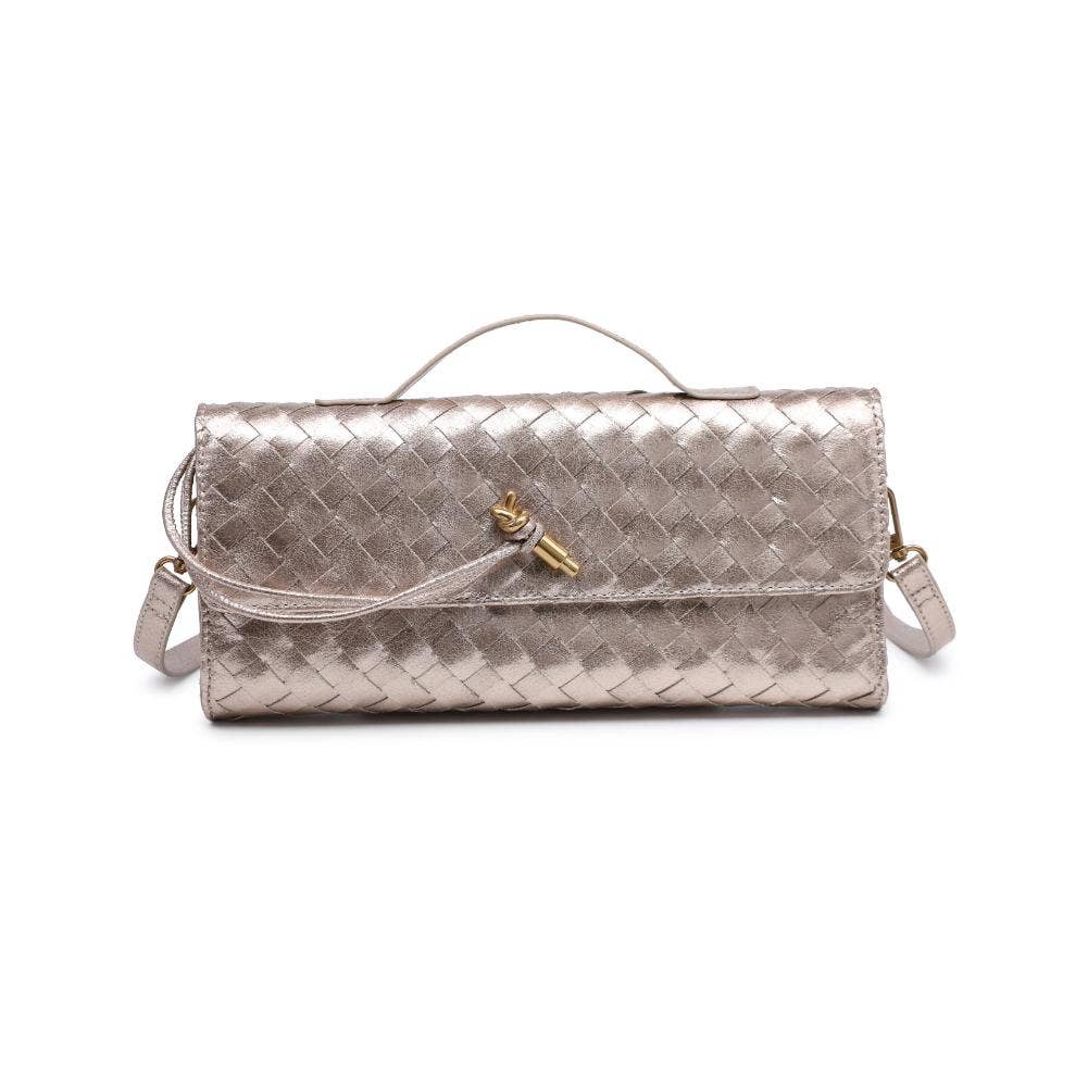 Ada Top Handle Woven East West Clutch Crossbody