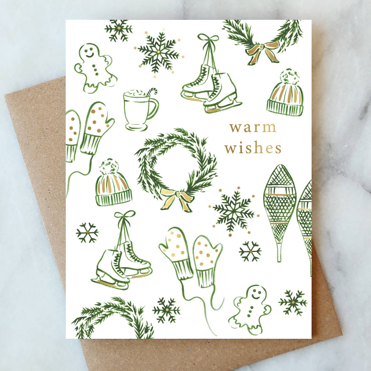 Snowflakes and Skates Holiday Card