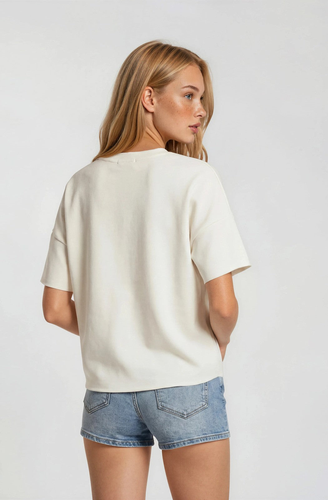 crew neck short sleeve pocketed scuba top