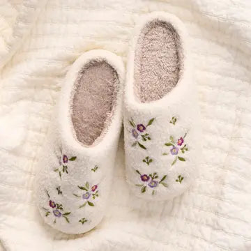 Fuzzy Slippers-Dainty Floral