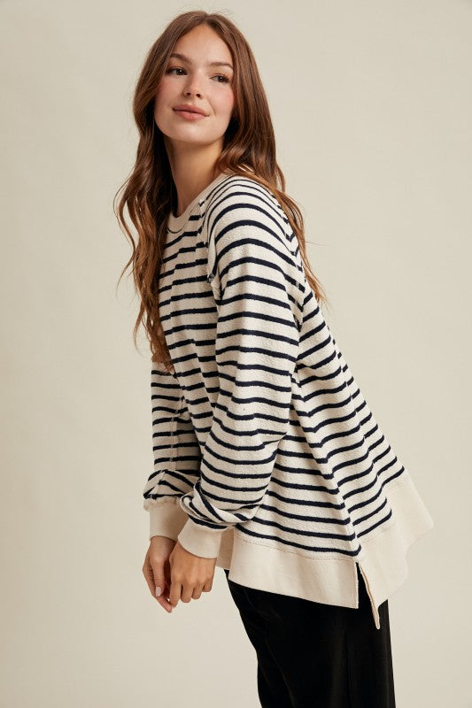 Oversized Striped Knit Top