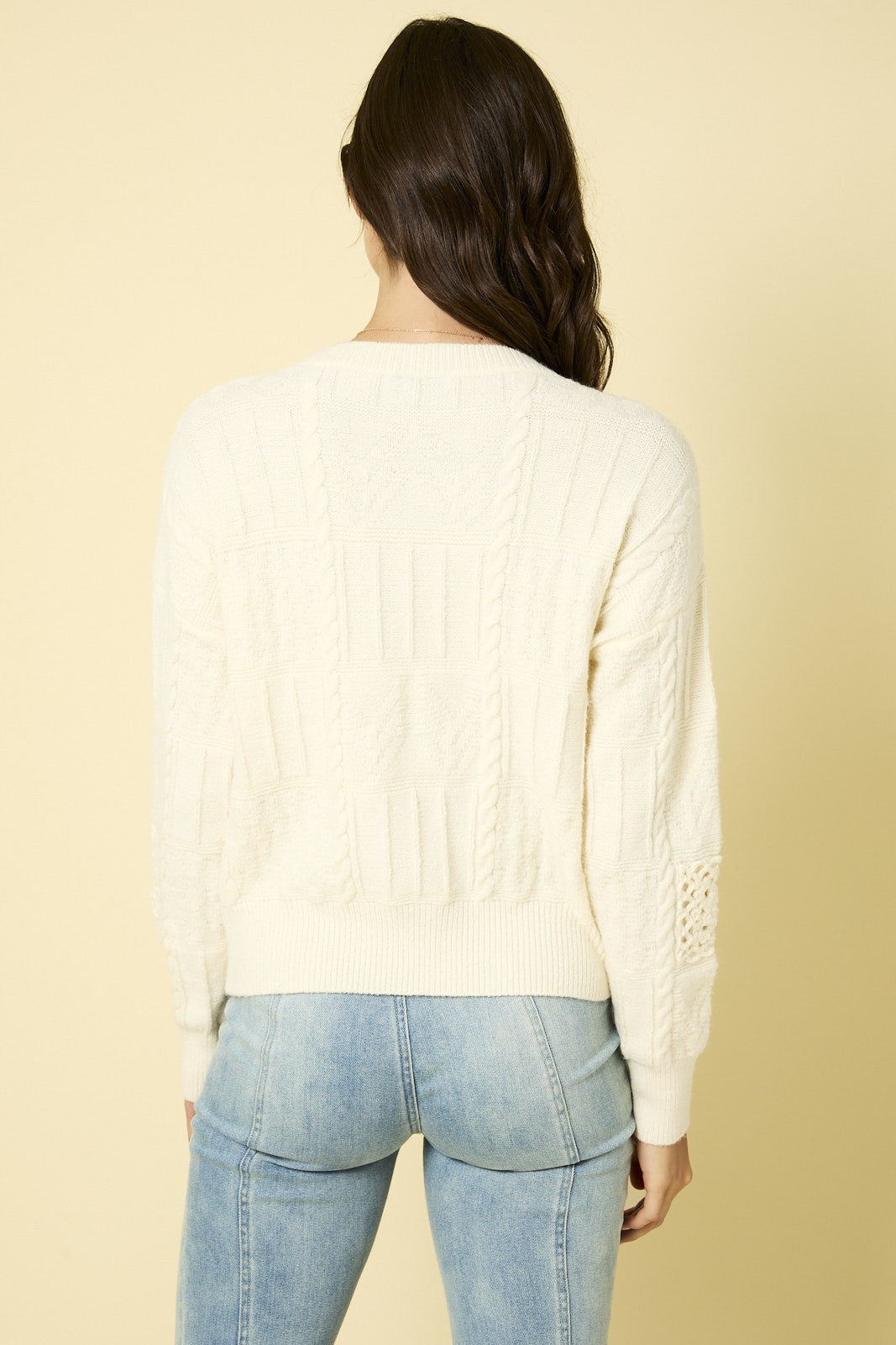 jillian crochet patch pullover