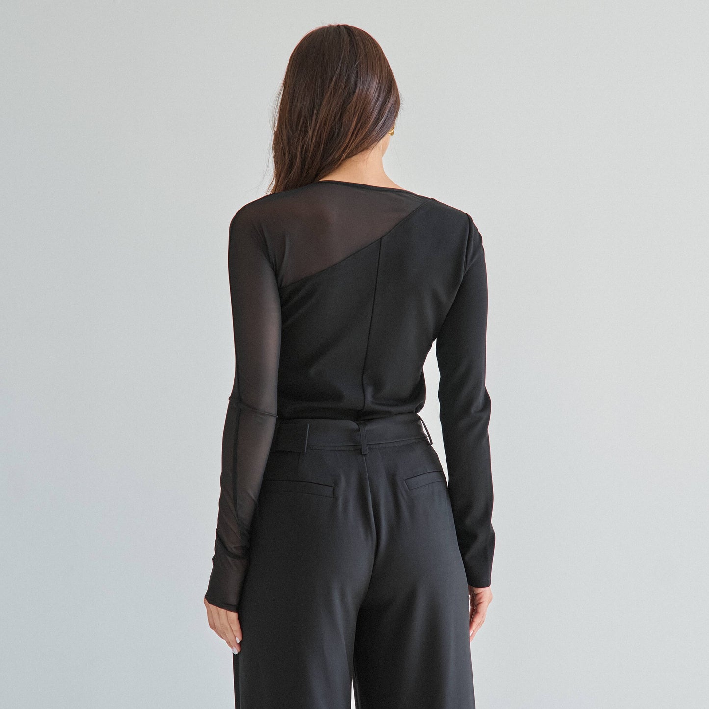 semi sheer long sleeve top