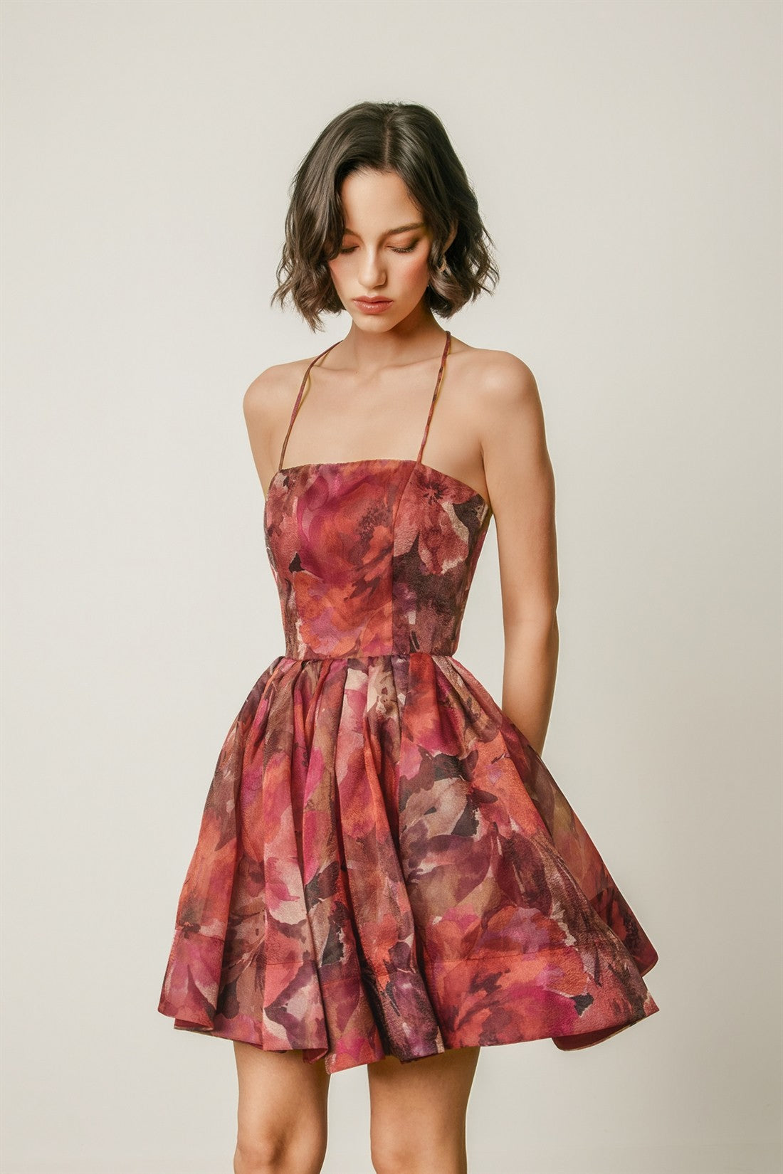gilded petal organza mini dress
