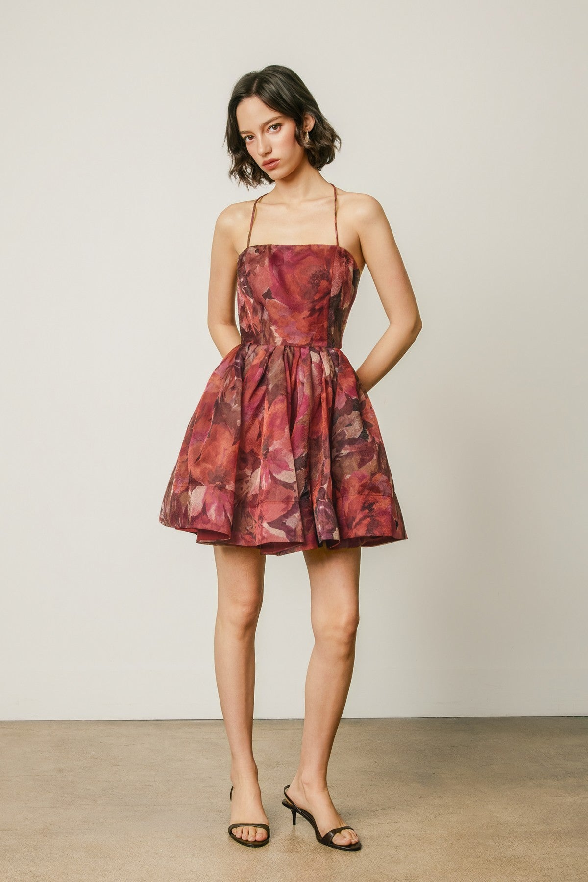 gilded petal organza mini dress