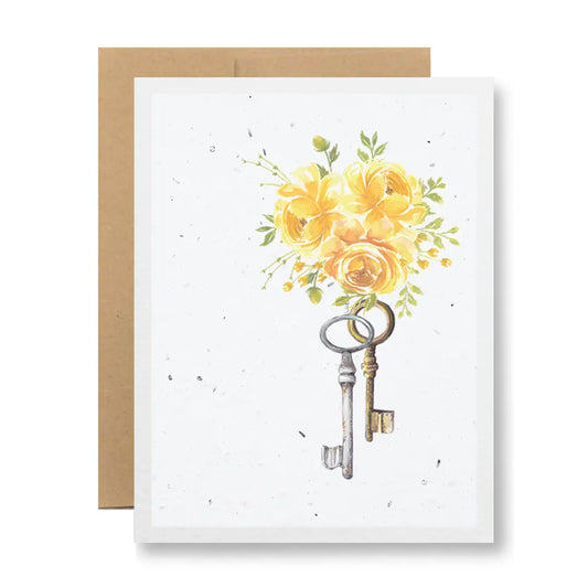 Plantable Seed Paper Greeting Card - {Keys and Flowers}