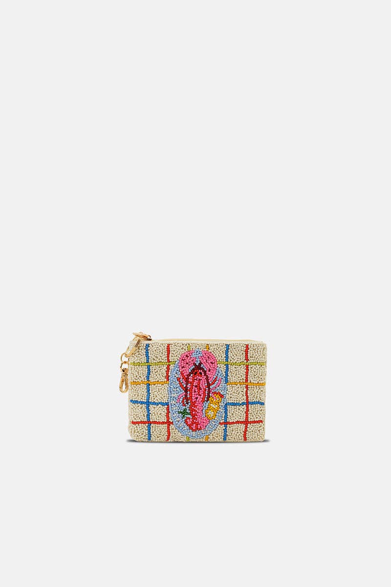 New England Lobster Beaded Coin Pouch