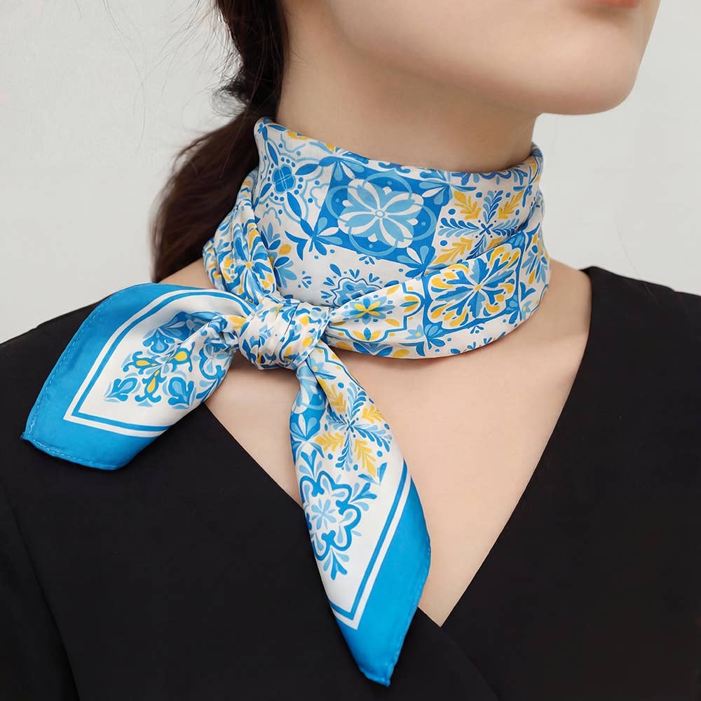 Mosaic Tiles Print Square Bandana Scarf