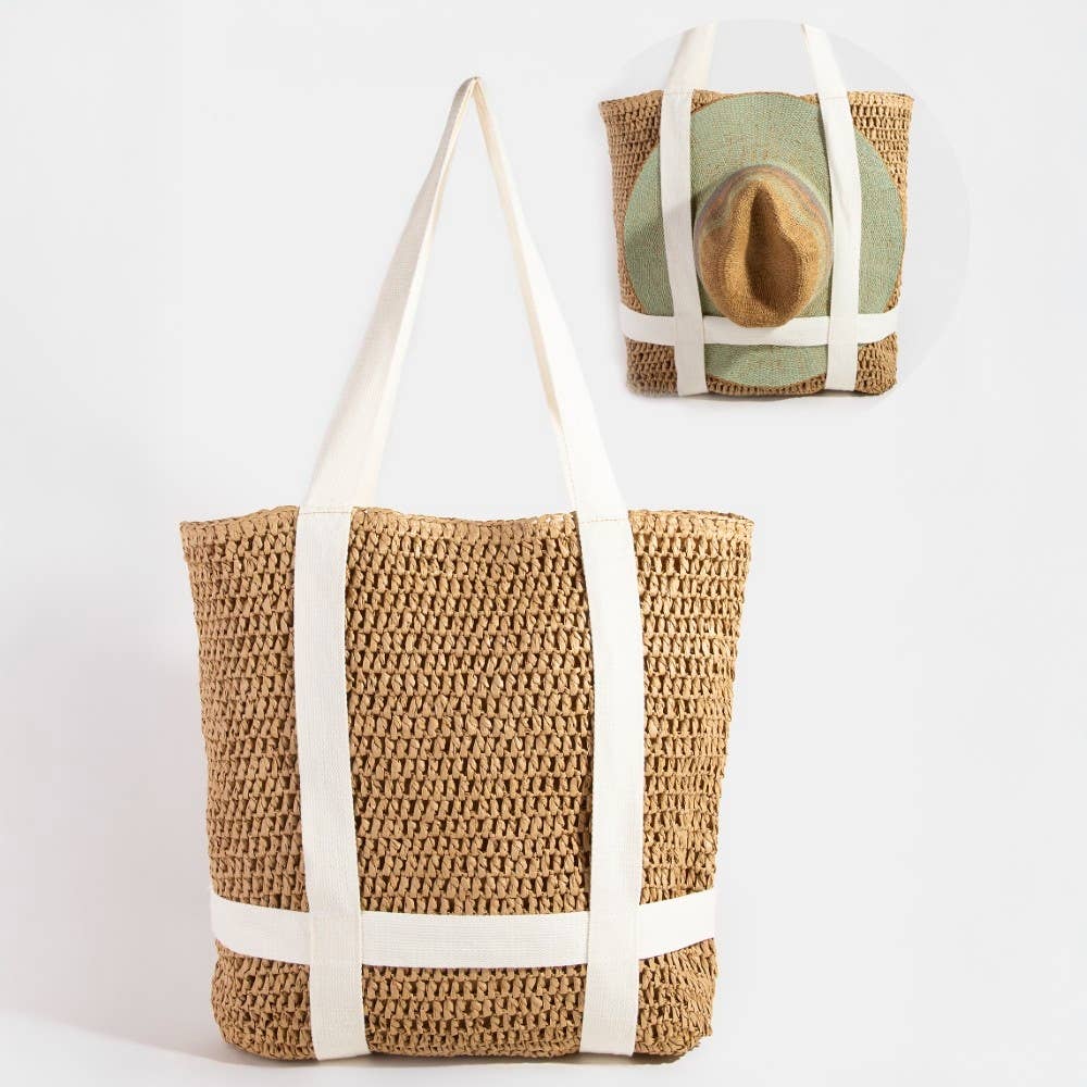 Straw Braided Hat Carrier Tote Bag