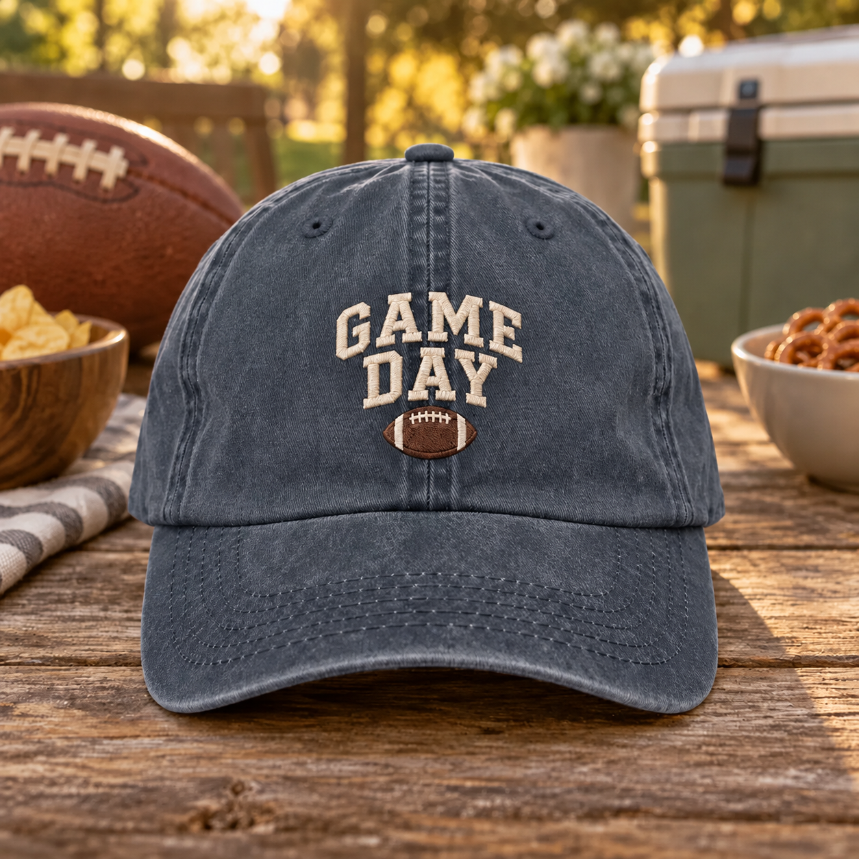 Game Day Football Embroidered Hat – Navy