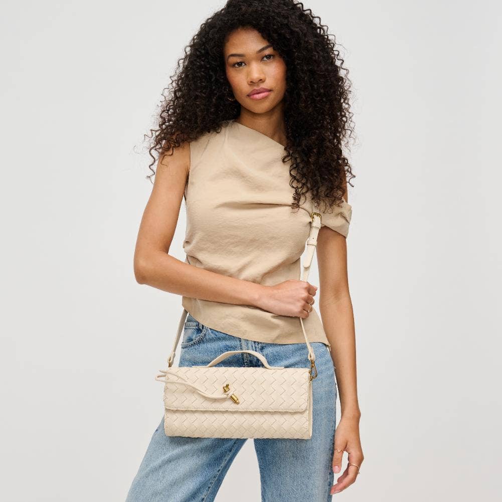 Ada Top Handle Woven East West Clutch Crossbody