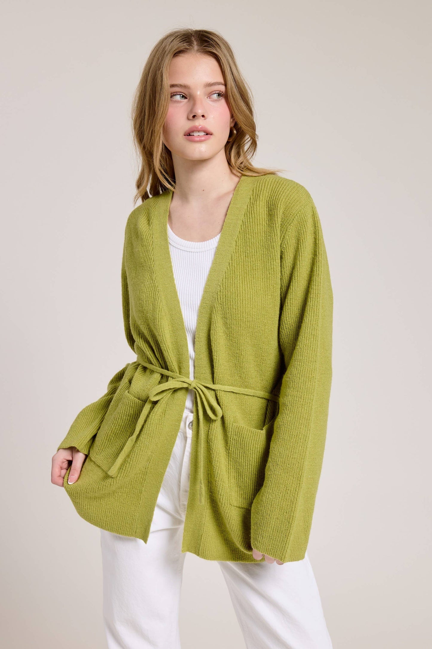 Ciao back Belted Open Knit Cardigan