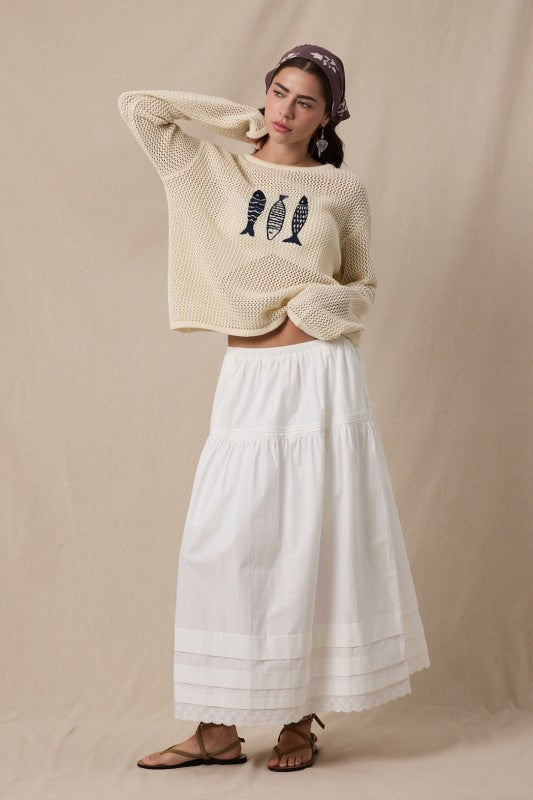 Fish Trio Open Knit Sweater