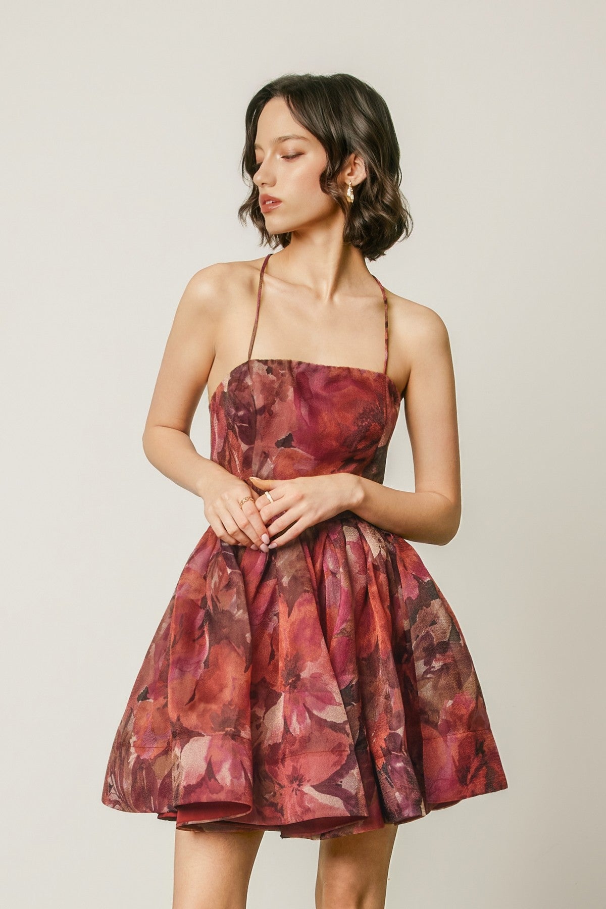 gilded petal organza mini dress