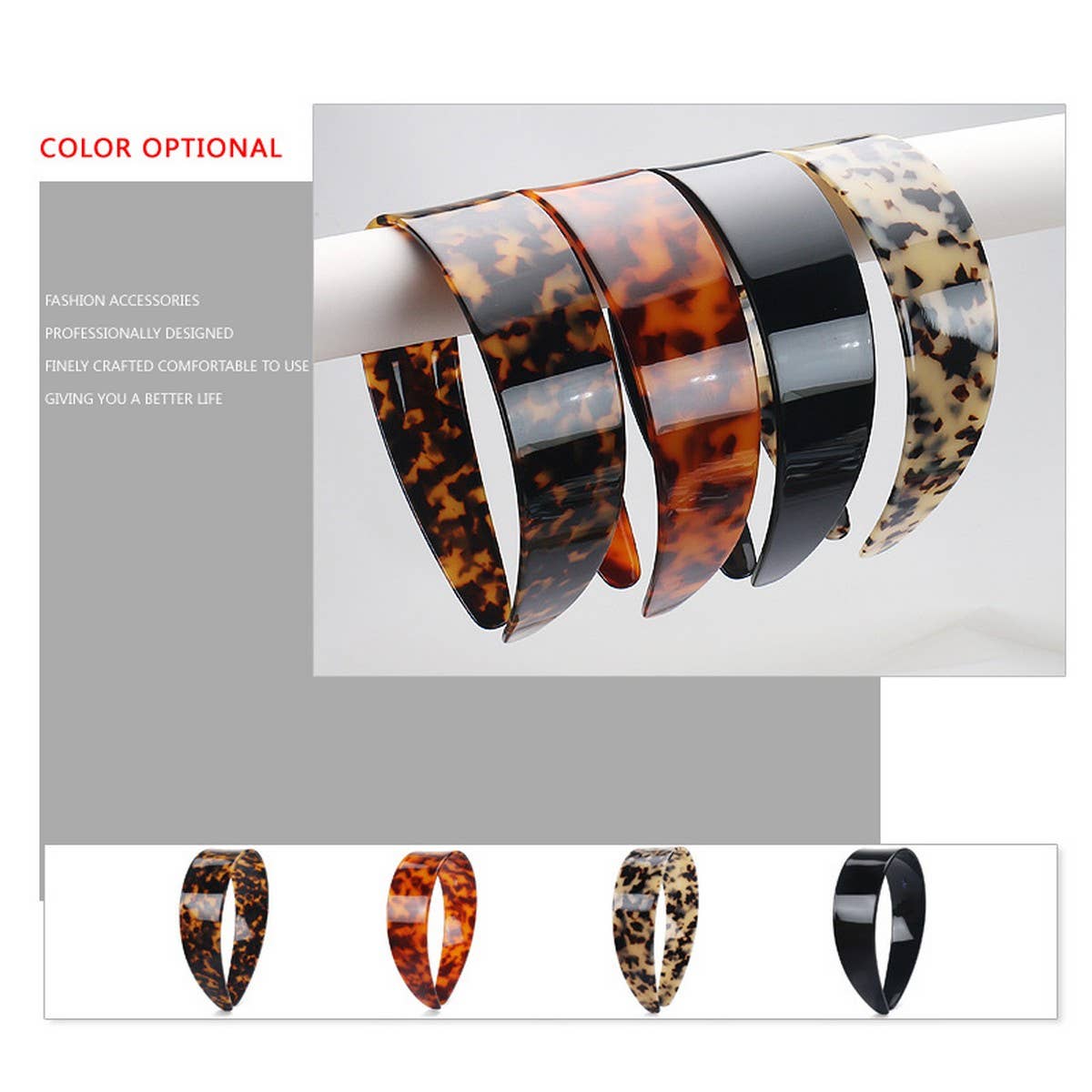 ACETATE 4CM WIDE TOOTH ANTI-SLIP HEADBAND