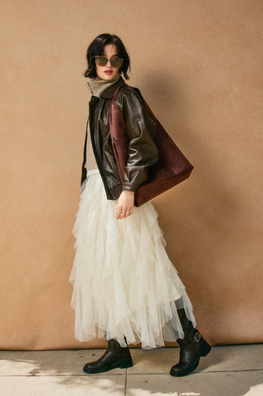 Oversized Faux Leather Biker Jacket