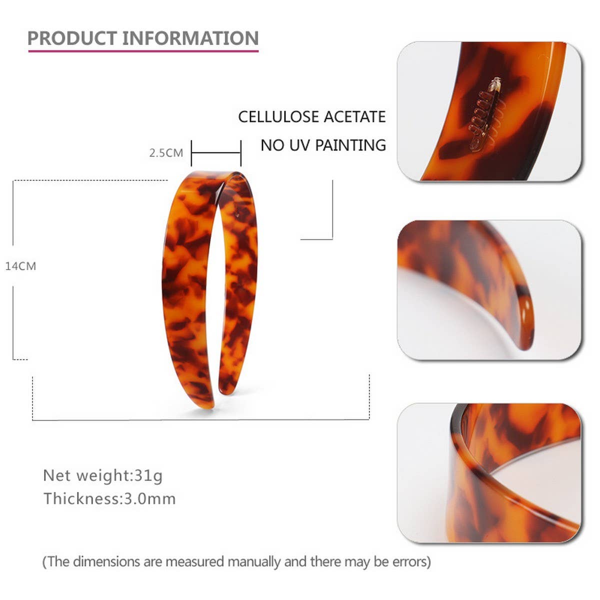 ACETATE RETRO 2.5CM WIDE HEADBAND