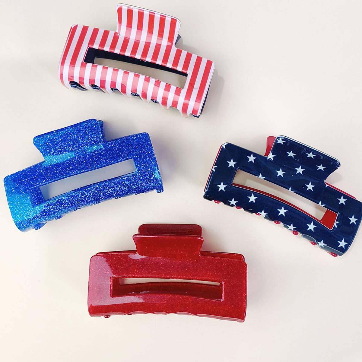 Stars & Stripes RECTANGLE HAIR CLAW CLIPS