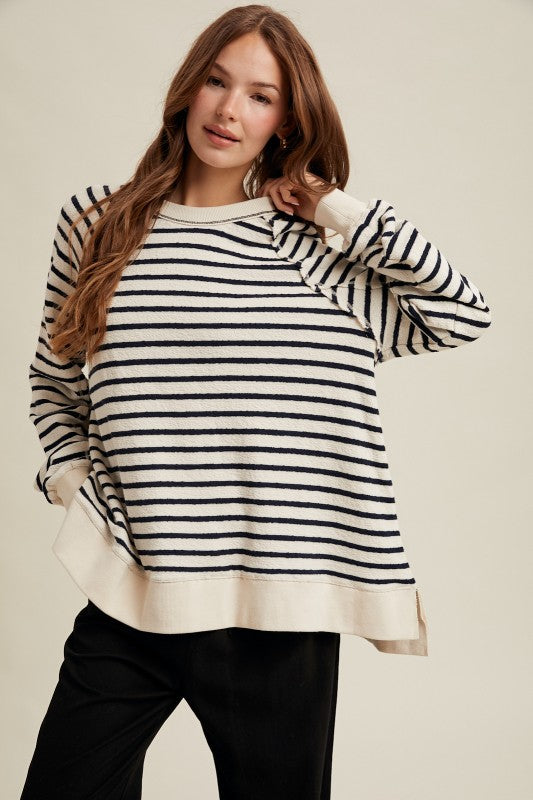 Oversized Striped Knit Top