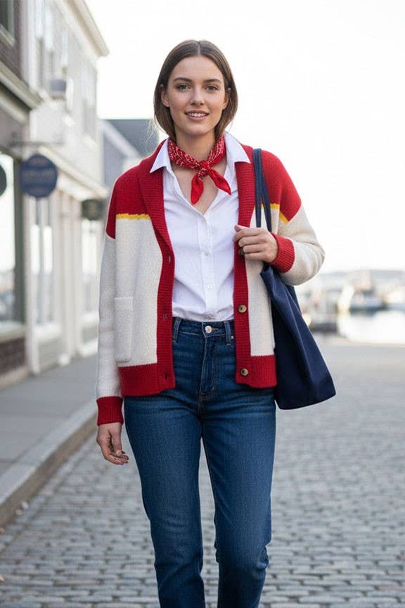 lobster color block shawl cardigan
