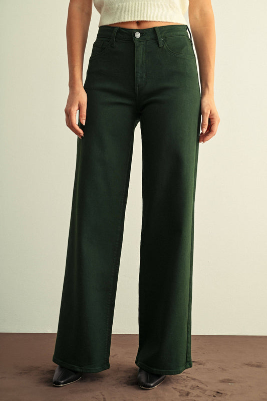 leafy green wide leg