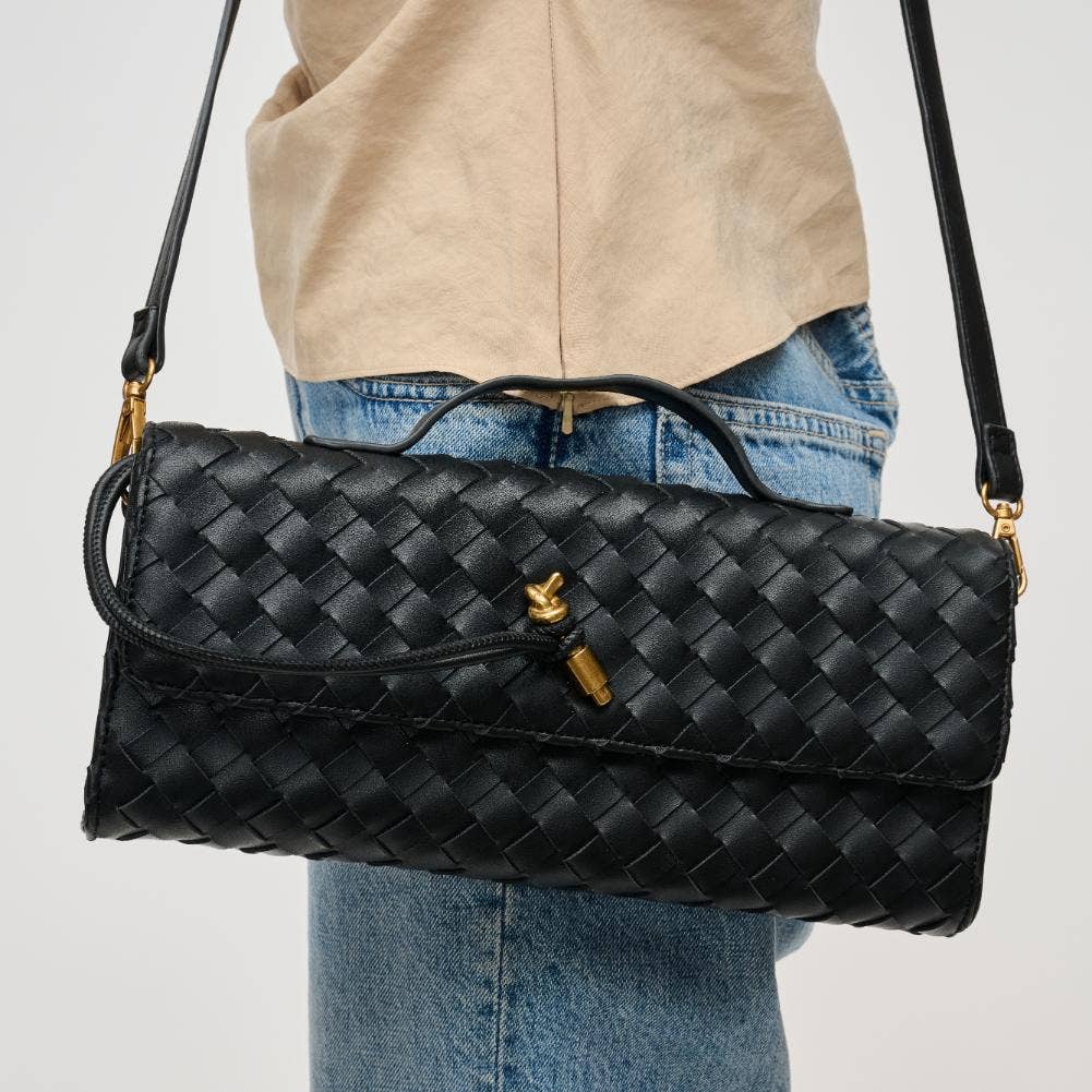 Ada Top Handle Woven East West Clutch Crossbody