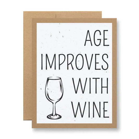 Plantable Seed Paper Greeting Card - ...Improves with Wine