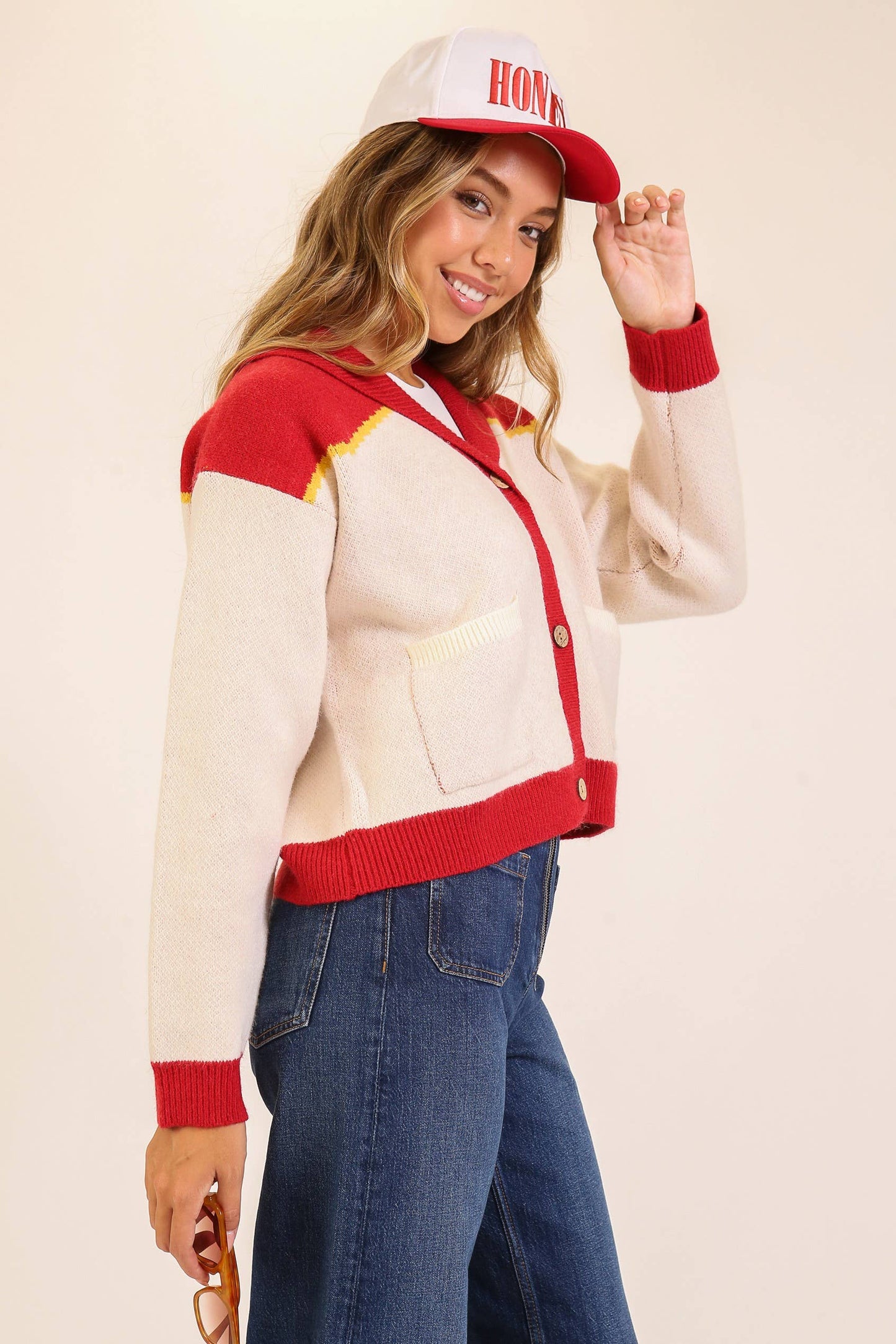 lobster color block shawl cardigan