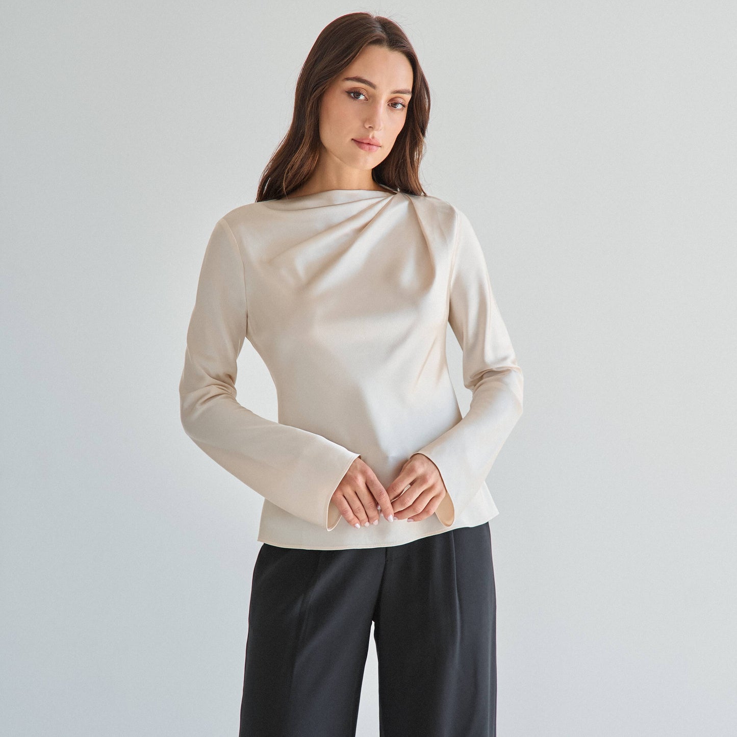 Declan draped satin blouse