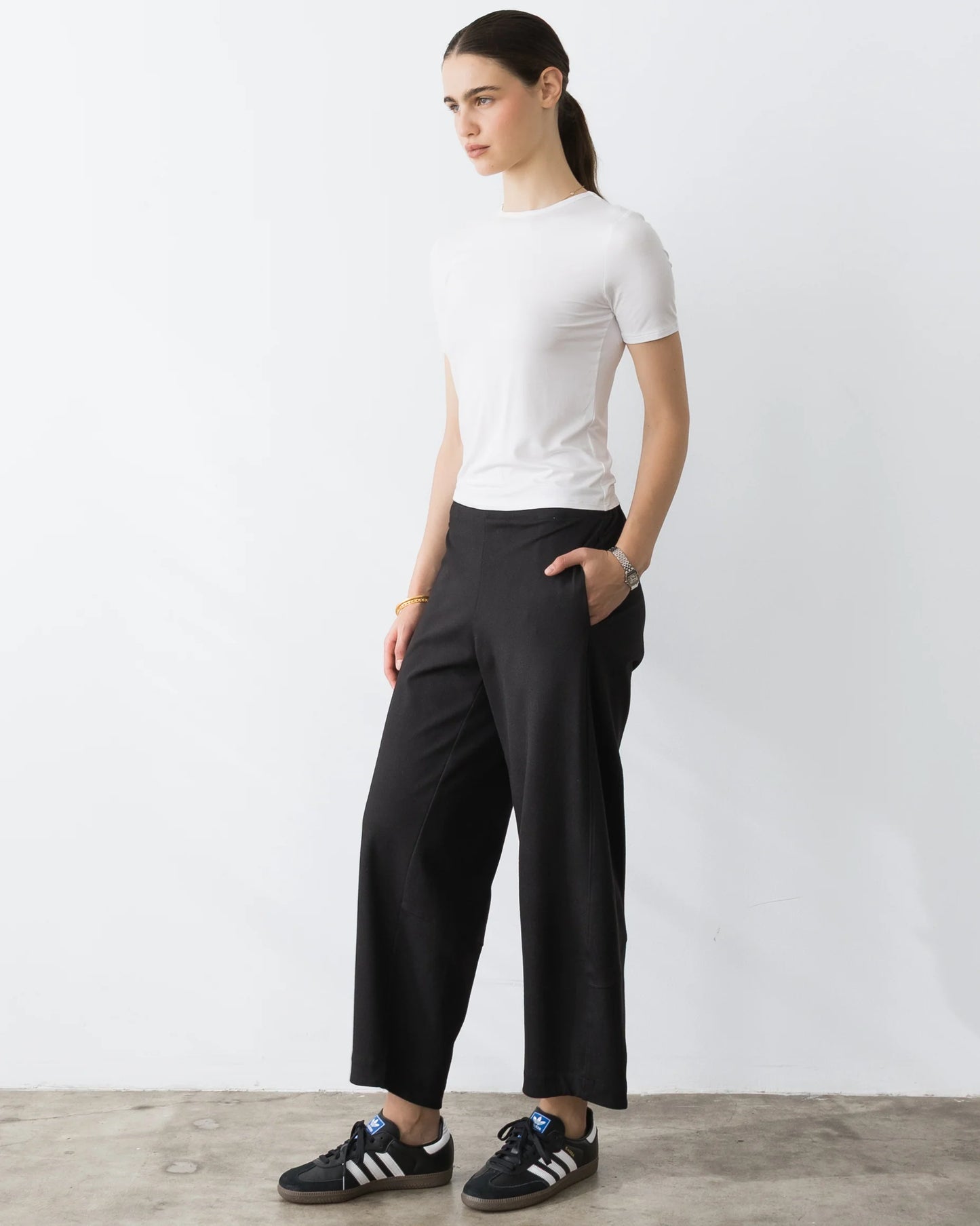 Ponte Knit Barrel Pant