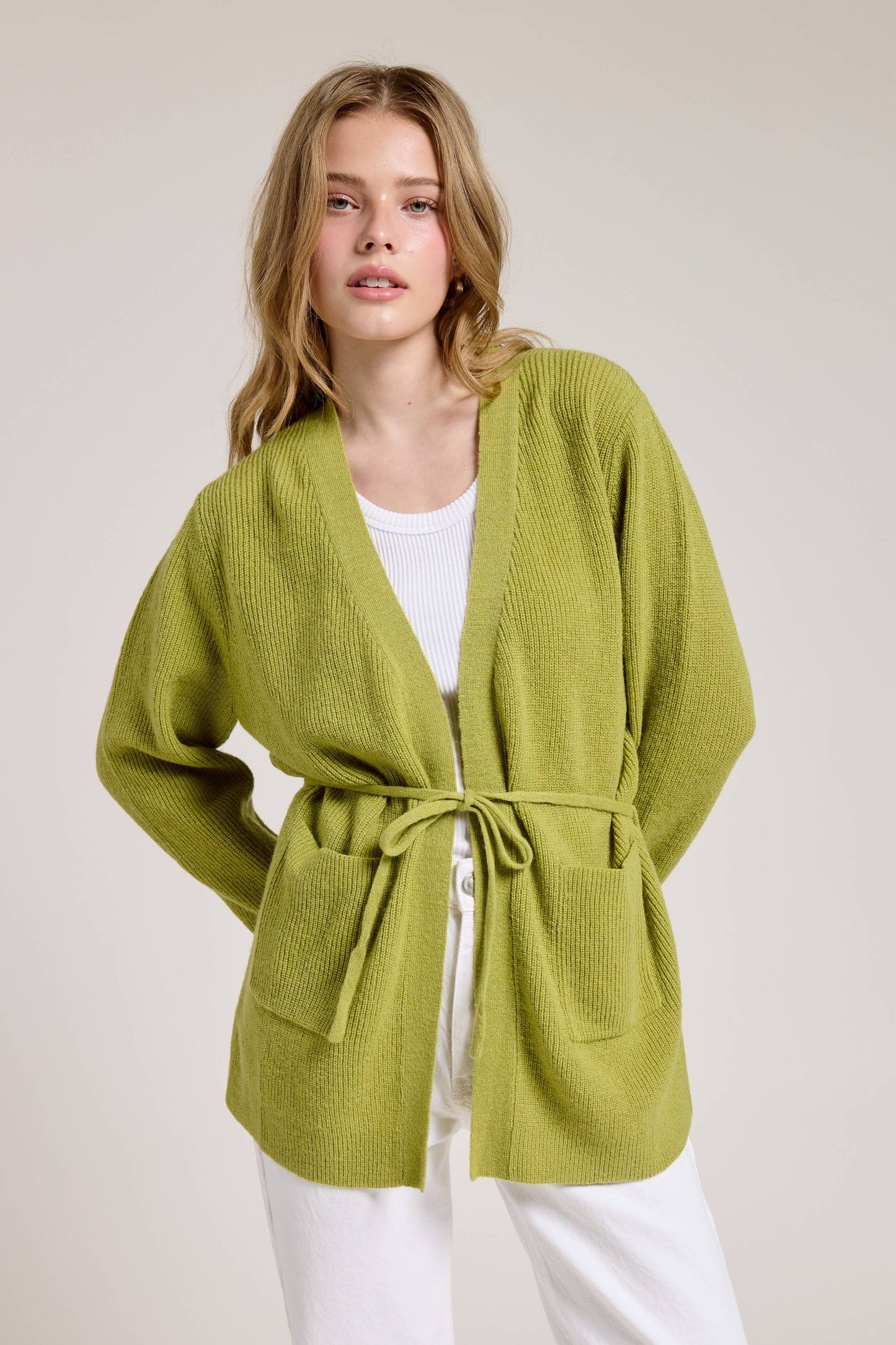 Ciao back Belted Open Knit Cardigan