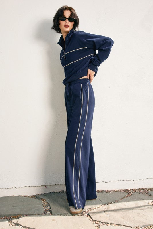 Track Stripe Wide Leg Sweatpants