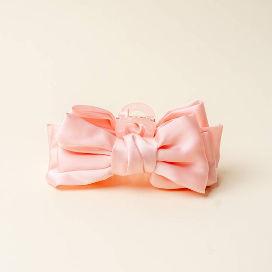 Satin Bow Claw Clip–Blush